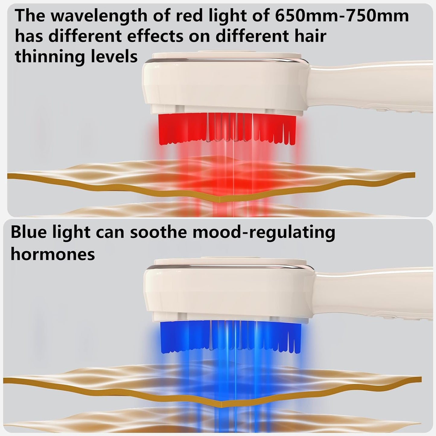 Red Light Therapy for Hair Growth - Laser Hair Growth Comb with 650Nm LLLT for Thinning Hair Loss, Electric Vibrating Scalp Massager for Women Men, Fuller Thicker Stronger Hair Regrowth, Rechargeable